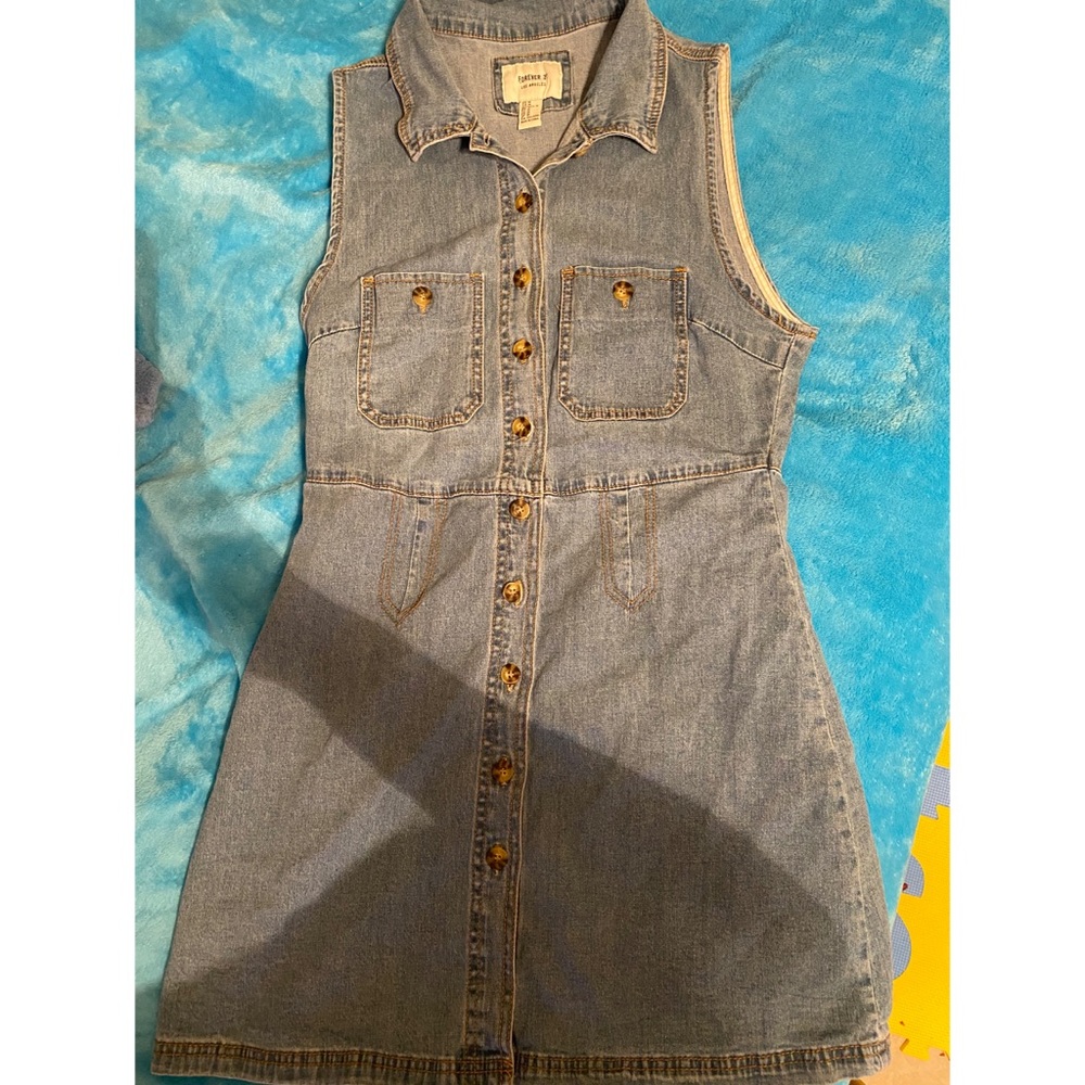 A jean button up mini dress
